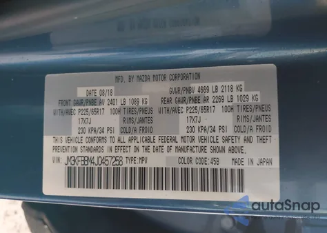 2018 Mazda Cx-5 Sport из США, поврежденный, VIN JM3KFBBM4J0457258